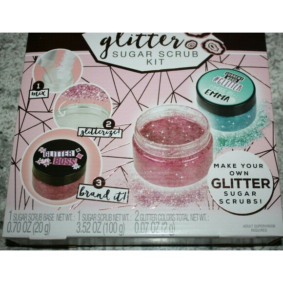 DIY Glitter Sugar Scrub Kit, Strawberry scented, ages 8+ - Picture 2 of 3